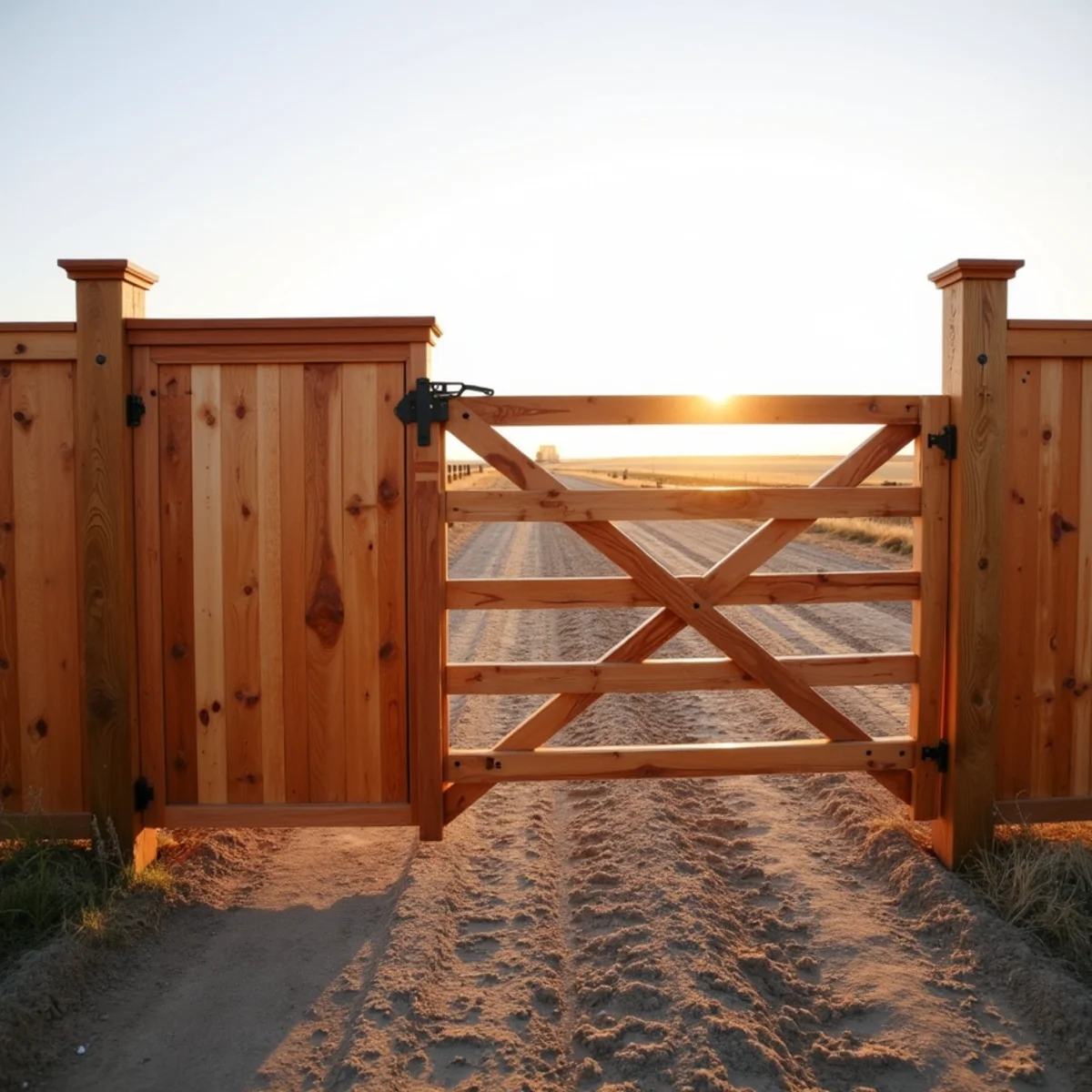 Western Red Cedar privacy fence and custom ranch gate installation Gridley KS